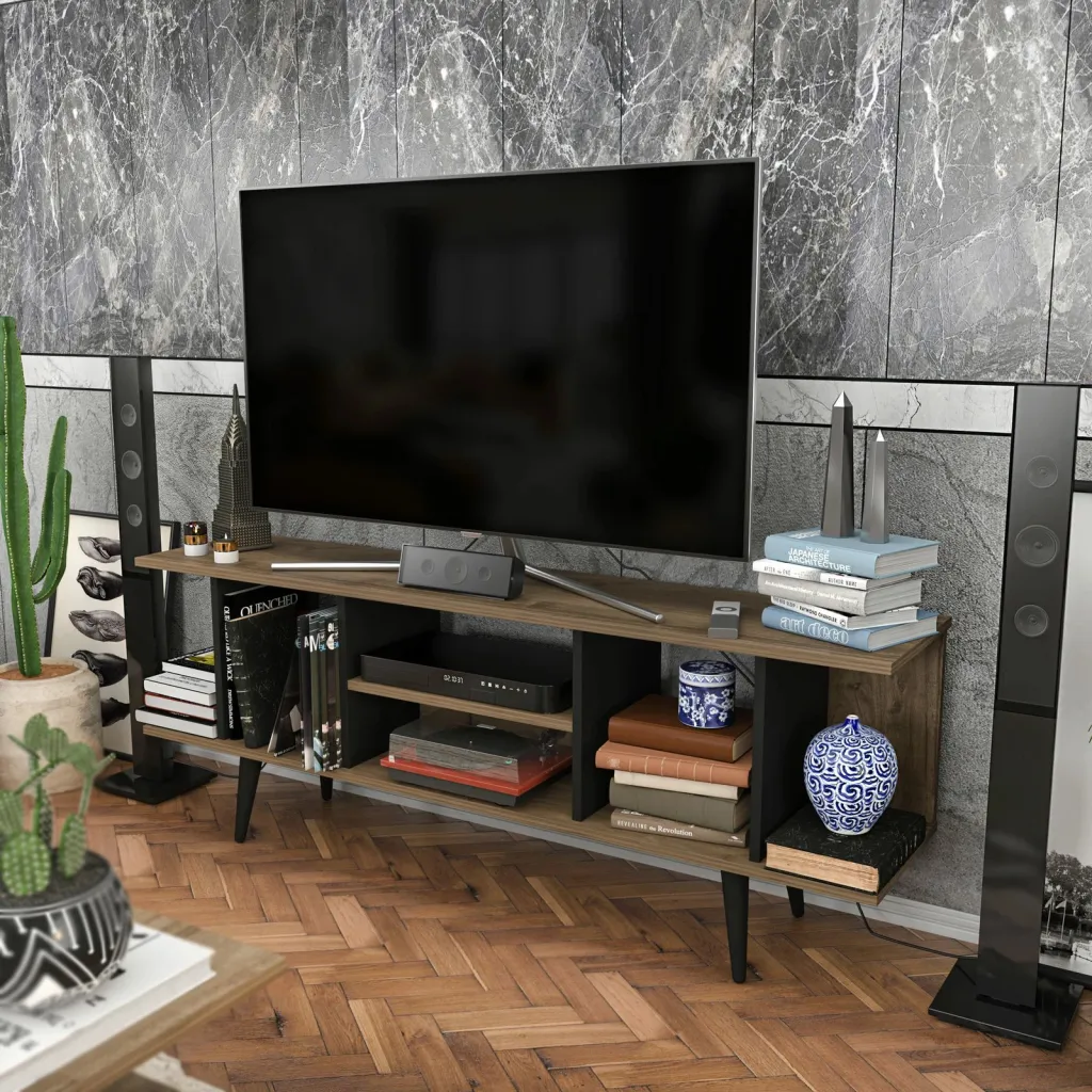 Komodinë TV Skye Decor, ngjyrë arre, e zezë - 2