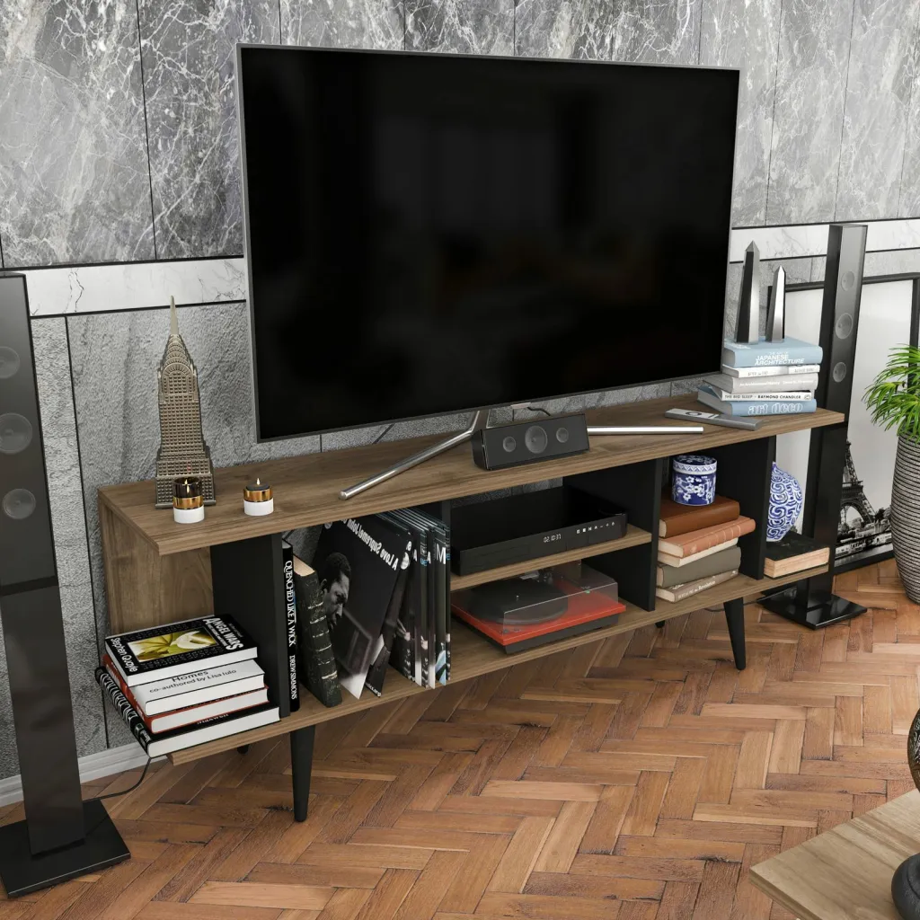 Komodinë TV Skye Decor, ngjyrë arre, e zezë - 3