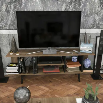 Komodinë TV Skye Decor, ngjyrë arre, e zezë