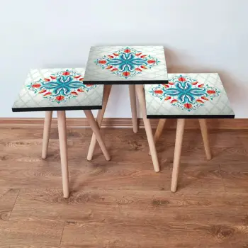 Set tavolinash ndihmëse, 3 copë, Skye Decor, shumëngjyrëshe, 3Shp143
