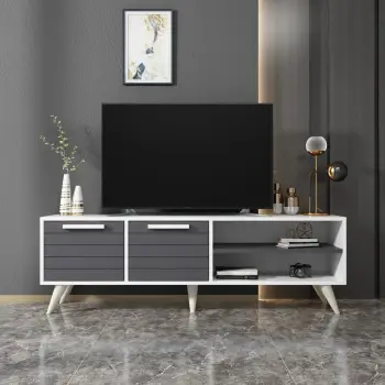 Komodë TV Skye Decor, e bardhë, antracit