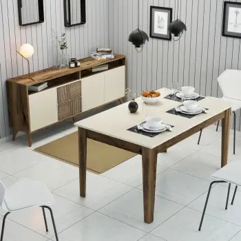 Set mobiljesh për dhomë dite, Skye Decor, Milan 525, ngjyrë arre, krem