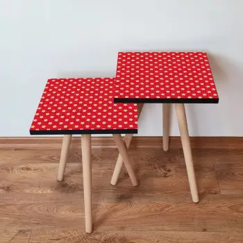 Set tavolinash të mbivendosura, ngjyrë e kuqe dhe e verdhë, Skye Decor, 2 copë, 2Shp337