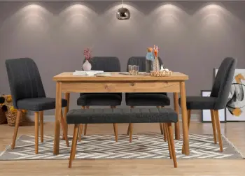 Set tavoline me karrige (6 copë), Skye Decor, ngjyrë pishë Atlantike dhe antracit