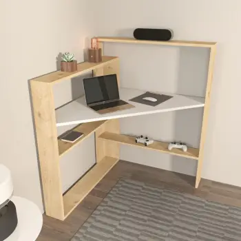 Tavolinë pune për studim, ngjyrë lisi dhe e bardhë, Skye Decor, Kelly
