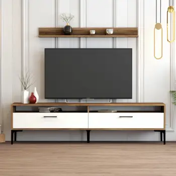 Komodë TV Skye Decor, Istanbul, ngjyrë arre dhe e bardhë