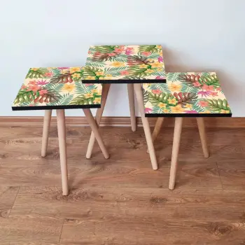 Set tavolinash ndihmëse, 3 copë, Skye Decor, shumëngjyrëshe, 3Shp20