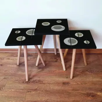 Set tavolinash ndihmëse (3 copë), Skye Decor, 3Shp65, e zezë