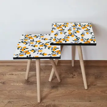 Set tavolinash të vendosshme, Skye Decor, 2 copë, ngjyrë bardhë, portokalli, e gjelbër, 2Shp158