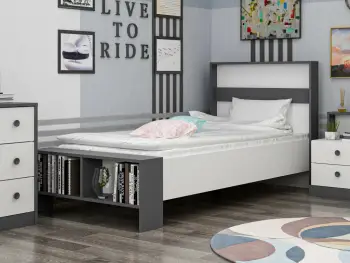 Krevat teke Skye Decor, ngjyrë e bardhë dhe antracit