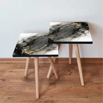Set tavolinash ndihmëse, 2 copë, Skye Decor, 2Shp391, ngjyrë e zezë