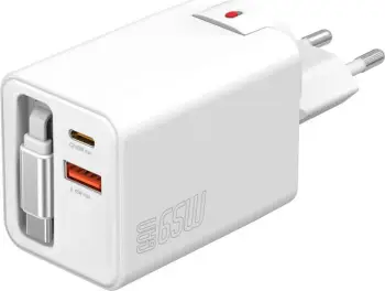 Karikues universal 4smarts 541065, 65W, 3 porta, USB-C, kabllo 0.7m, i bardhë