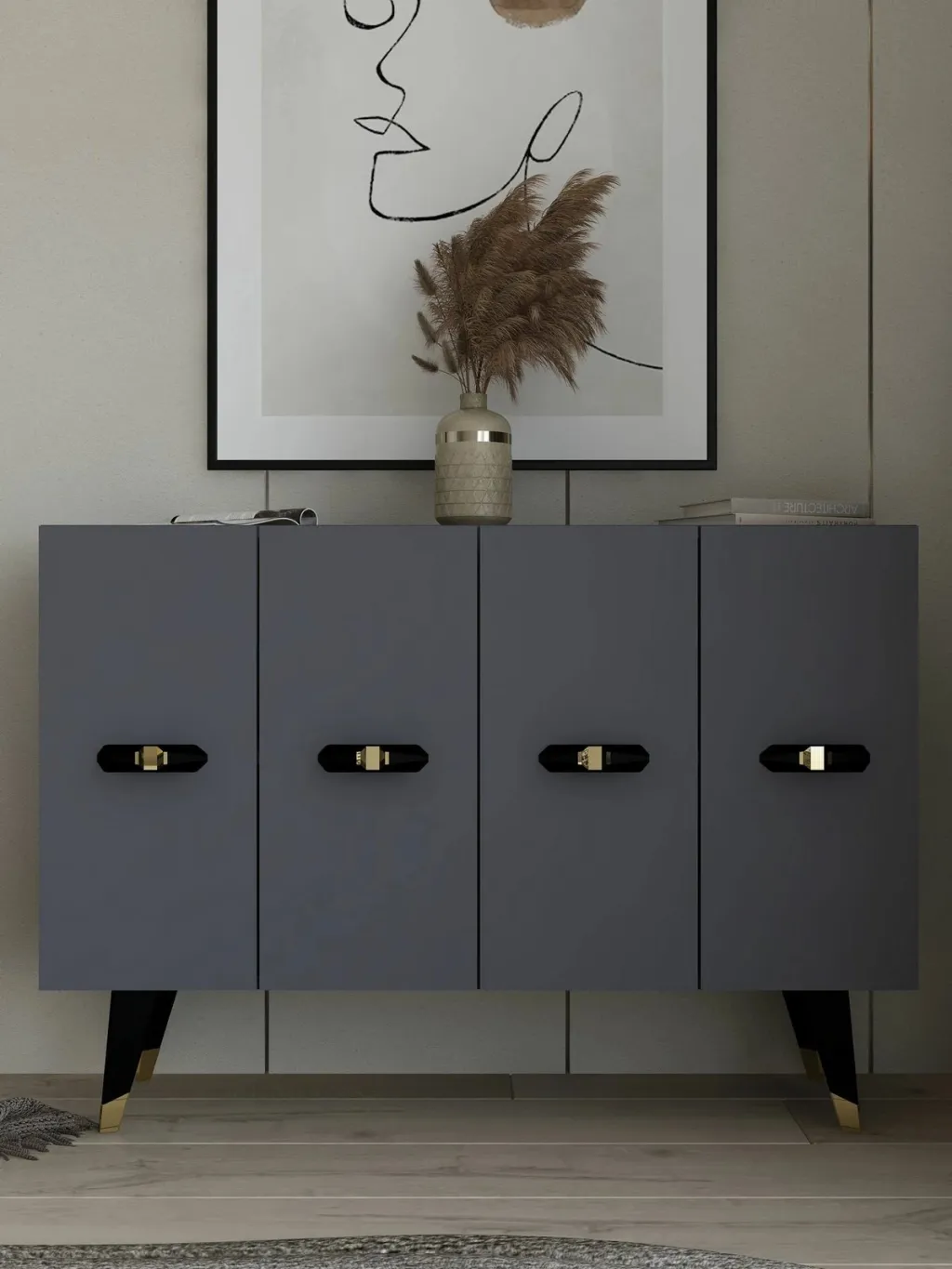 Konsol Skye Decor, Quart V, ngjyrë ari dhe antracit - 1