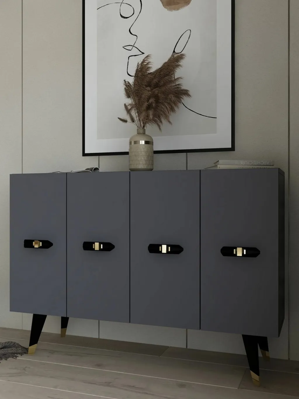 Konsol Skye Decor, Quart V, ngjyrë ari dhe antracit - 2