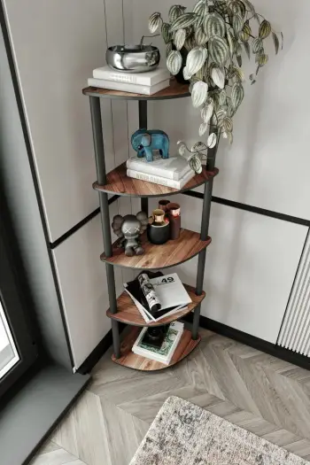Raft këndi për libra, ngjyrë arre, Skye Decor, 5 nivele