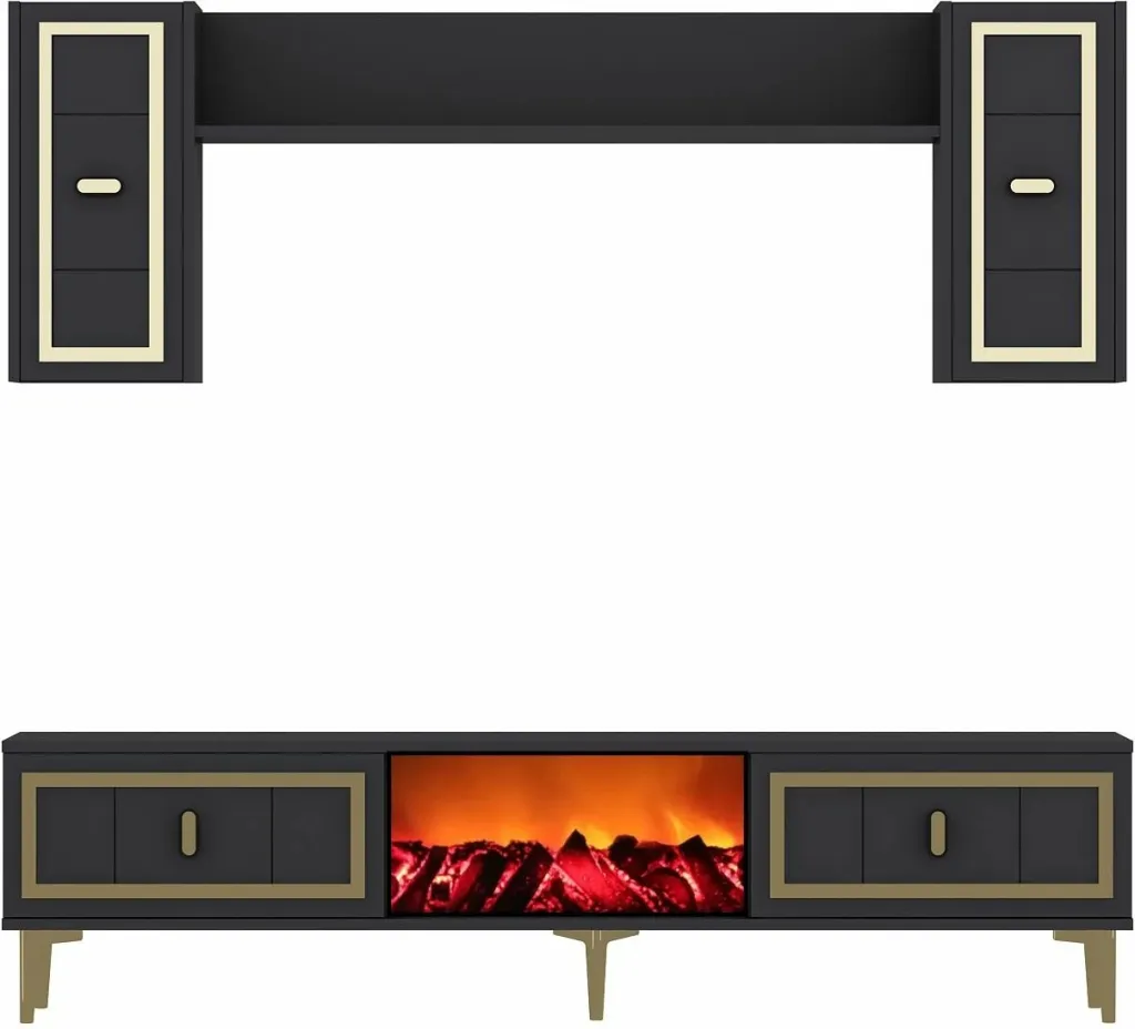 Komodë TV Skye Decor, me oxhak Orion, anthracite, ari - 3