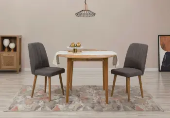 Tavolinë me karrige, zgjatshme, 3 copë, Skye Decor Vina 1501, ngjyrë pishë Atlantike, antracit