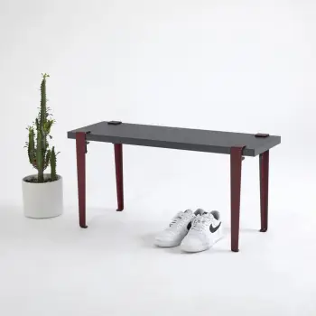 Bankë moderne, ngjyrë antracit dhe e kuqe burgundy, Skye Decor, 90x45x30cm