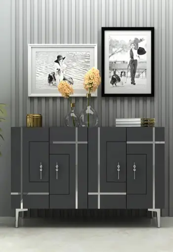 Konsol Skye Decor, ngjyrë antracit, argjend