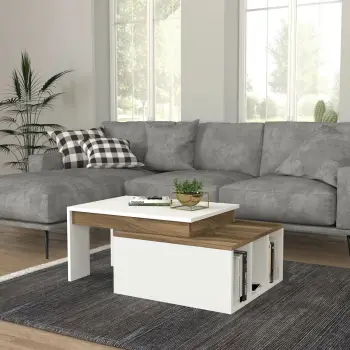Tavolinë kafeje Skye Decor, kolarado, e bardhë dhe arre