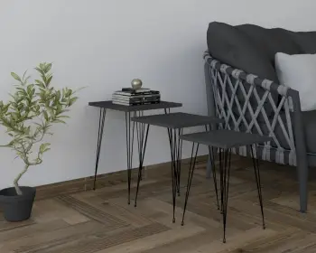 Set tavolinash të vendosshme (3 copë), Skye Decor, Mali, ngjyrë e zezë, antracit