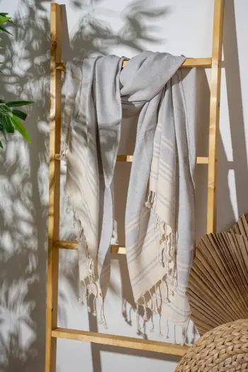 Peshqir plazhi Fouta, ngjyrë gri, Mijölnir, Diamond, 90x170cm