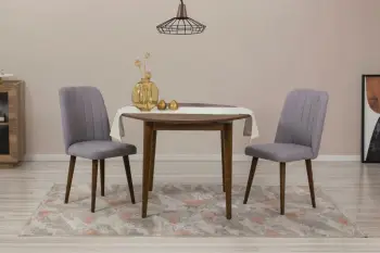 Set tavoline me karrige për ngrënie, zgjatues, 3 pjesë, Skye Decor Vina 0701, ngjyrë arre, gri