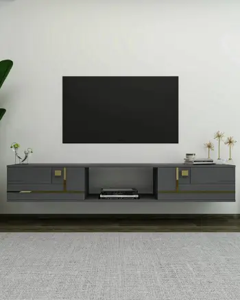 Komodë TV Skye Decor, anthracite, gold, Aredam