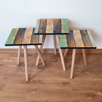 Set tavolinash ndihmëse të mbivendosura, 3 copë, Skye Decor, 3Shp115, ngjyrë e gjelbër