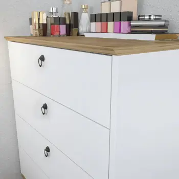 Komodë Skye Decor, Sahra, ngjyrë lis dhe e bardhë