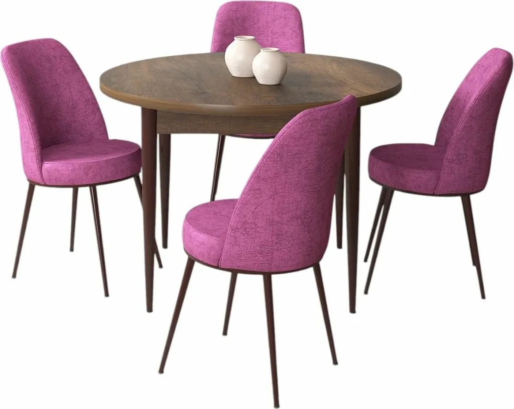 Tavolinë me karrige, 5 copë, Skye Decor, ngjyrë barok dhe vjollcë - 2