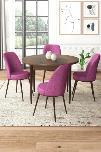 Tavolinë me karrige, 5 copë, Skye Decor, ngjyrë barok dhe vjollcë