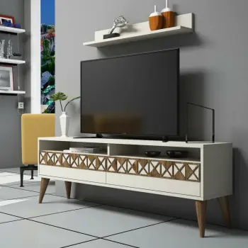 Komodë TV Skye Decor, Line, ngjyrë krem