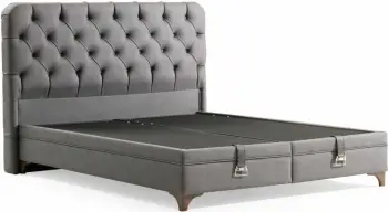 Baze dhe shtrat dopio me mbështetëse koke, Samira, ngjyrë gri, 160x200