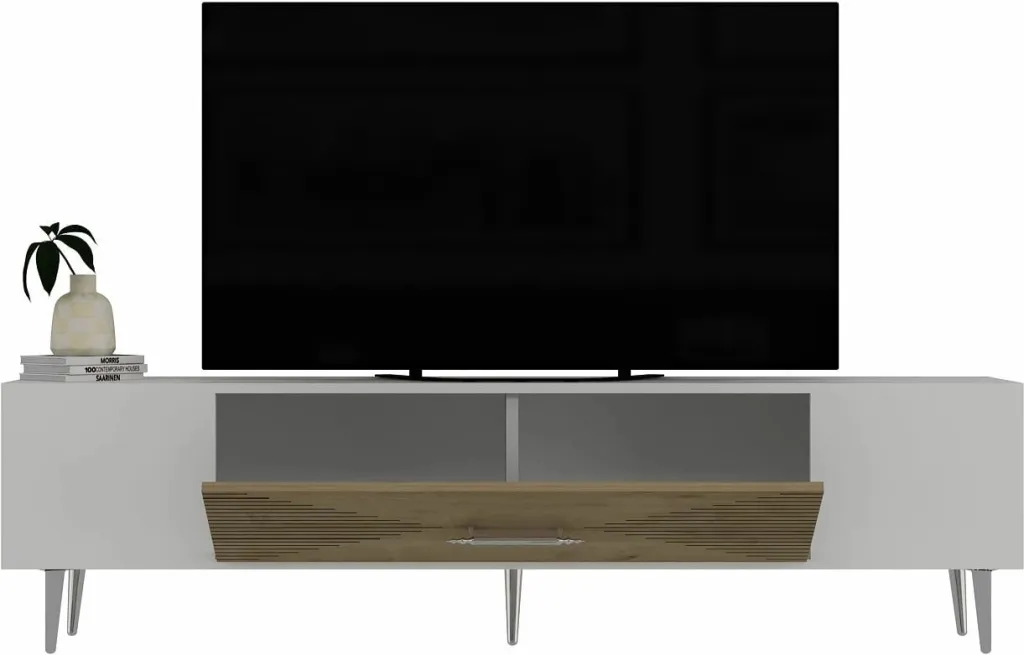 Komodë TV Skye Decor, Dekol1, e bardhë, lis safir, argjend - 4