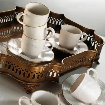 Set filxhanash kafeje, 12 copë, Hermia Concept, krem dhe ari, MLN12KT14R520