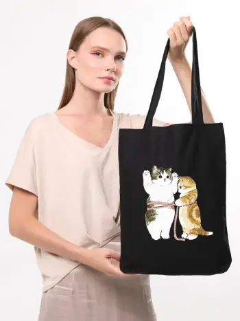 Qese tote Zoozie Bags, e zezë, 35x40x8cm, me mace