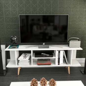 Komodë TV Skye Decor, ngjyrë e bardhë, Akya