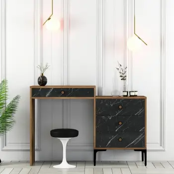 Tavolinë grimi Skye Decor, Lizbon 555, ngjyrë arre dhe e zezë