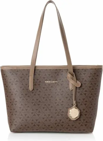 Çantë tote, ngjyrë kafe, Vince Camuto Taormina, monogram