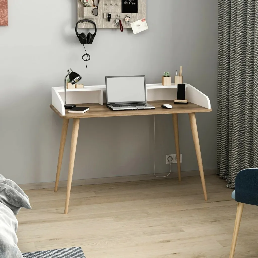 Tavolinë pune për studime, ngjyrë dore dhe e bardhë, Skye Decor - 4