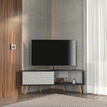 Komodë TV Skye Decor, ngjyrë e zezë, e bardhë