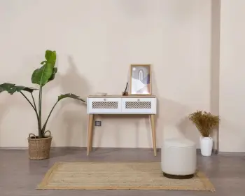 Komodë Skye Decor, ngjyrë e bardhë dhe lis, Goose