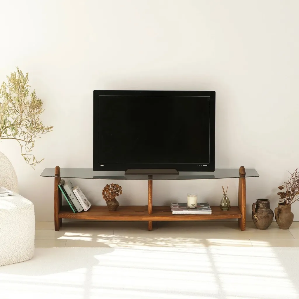 Komodë TV Skye Decor, ngjyrë gështenjë dhe fume - 1