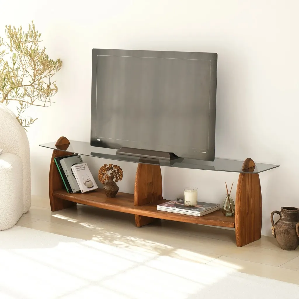 Komodë TV Skye Decor, ngjyrë gështenjë dhe fume - 2