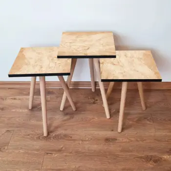 Set tavolinash ndihmëse, 3 copë, ngjyrë bezhë, Skye Decor, 3Shp254