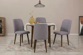 Tavolinë me karrige, zgjatshme, 5 copë, Skye Decor Vina 0701, ngjyrë arre, gri