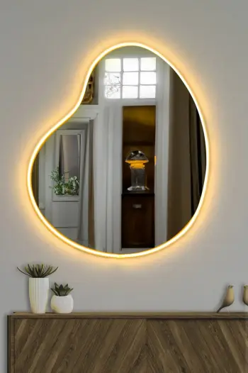 Pasqyrë me ndriçim LED, ngjyrë e verdhë, Skye Decor Glenia
