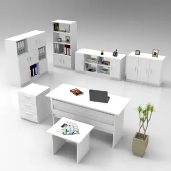 Set mobiljesh për zyre Skye Decor, Vo18-W, ngjyrë e bardhë