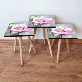 Set tavolinash ndihmëse, 3 copë, ngjyra të ndryshme, Skye Decor, 3Shp299